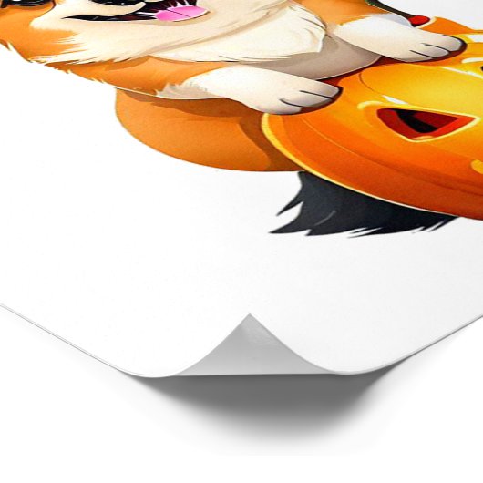Halloween Corgi Witch Hat  ポスター (角)