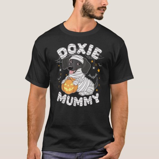 Halloween Costume Dachshund Dog Lover Doxie Mummy Tシャツ (正面)