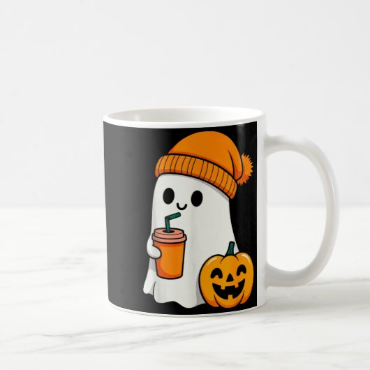 Halloween Costume Ghost Drinking Pumpkin Men Women コーヒーマグカップ (右)