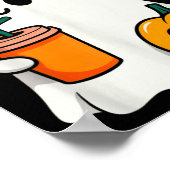 Halloween Costume Ghost Drinking Pumpkin Men Women ポスター (角)