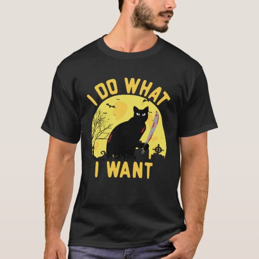 Halloween Costume I Do What I Want  Halloween Cat Tシャツ (正面)
