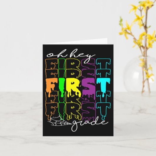 Halloween Costume Oh Hey First Grade Teachers Stud カード (黄色い花)