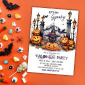 Halloween Costume Party Black Cat Witch Hat scary  招待状