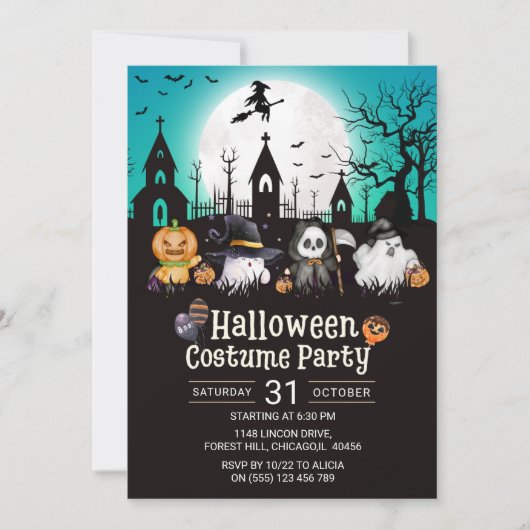 Halloween Costume Party Fun Ghosts 招待状 (正面)