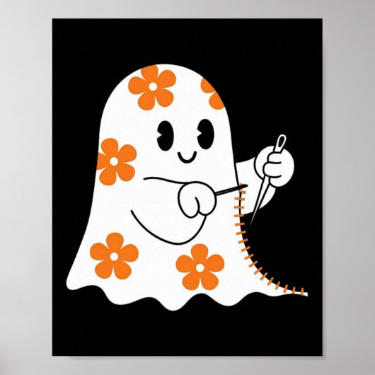 Halloween Costume Sewing Ghost Boo Funny Sewing Lo ポスター (正面)