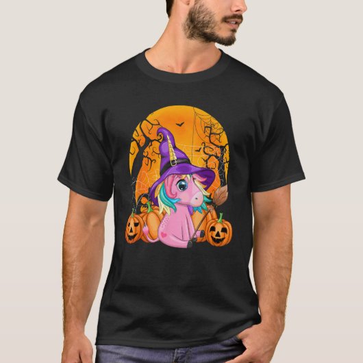 Halloween Costume Unicorn Witch Hat Pumpkin Kids G Tシャツ (正面)