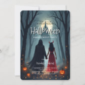 Halloween Couple Spooky Forest Toward Castle 招待状 (正面)