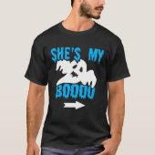 Halloween Couples She s My Boo Ghost Tシャツ (正面)