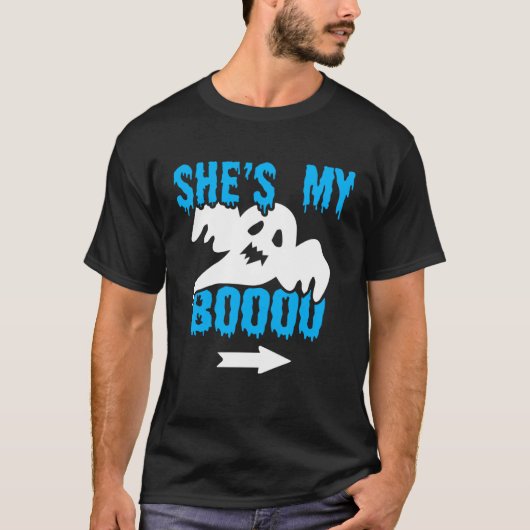 Halloween Couples She s My Boo Ghost Tシャツ (正面)