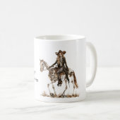 Halloween Cowgirl Western Horse Skeleton コーヒーマグカップ (正面右)