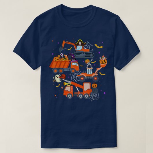 Halloween Crane Truck Construction Pumpkin Toddler Tシャツ (デザイン正面)
