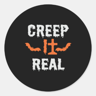 Halloween Creep It Real Funny Bat Birthday ラウンドシール