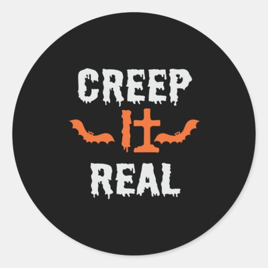Halloween Creep It Real Funny Bat Birthday ラウンドシール (正面)