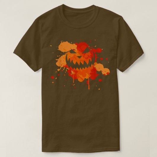 Halloween Creepy Evil Jack o Lantern Smiling Face  Tシャツ (デザイン正面)