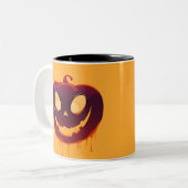 Halloween Creepy Pumpkin Face Coffee Mug ツートーンマグカップ (正面左)