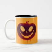 Halloween Creepy Pumpkin Face Coffee Mug ツートーンマグカップ (左)