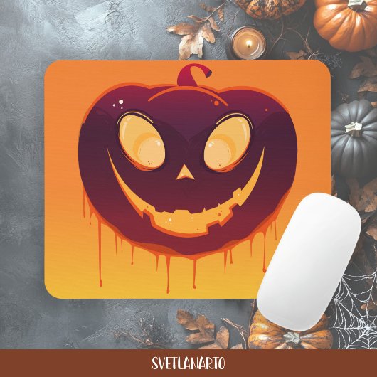Halloween Creepy Pumpkin Face Mousepad マウスパッド