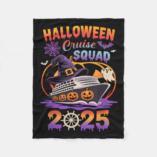 Halloween Cruise Squad 2025 Matching Cruising Crew フリースブランケット (正面)