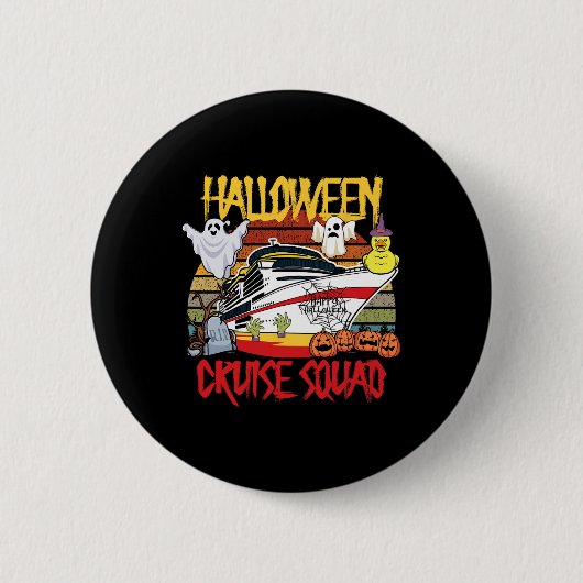 Halloween Cruise Squad Rubber Duck Hunting Ship Bo 缶バッジ (正面)