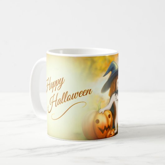 Halloween cup with cute animals コーヒーマグカップ (正面左)