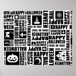 Halloween Custom Cool Whimsical Typography Black  ポスター