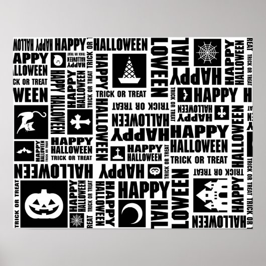 Halloween Custom Cool Whimsical Typography Black  ポスター (正面)