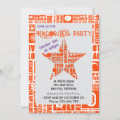 Halloween Custom Cool Whimsical Typography Orange  招待状 (正面)