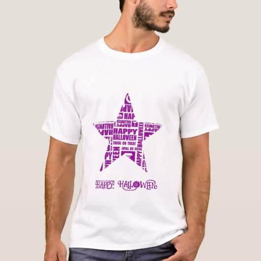 Halloween Custom Cool Whimsical Typography Purple Tシャツ (正面)