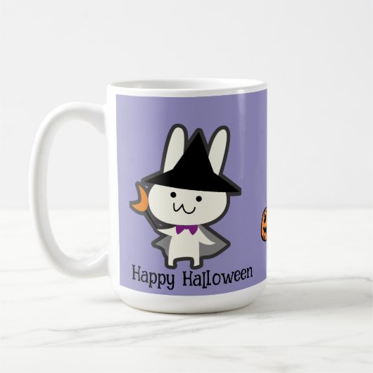 Halloween Custom Whimsical Cute Wizard Rabbit  コーヒーマグカップ (左)