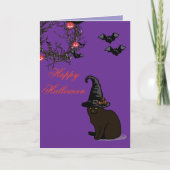 Halloween Custom Whimsical Funny Cat Purple カード (正面)