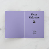 Halloween Custom Whimsical Funny Cat Purple カード (内部)