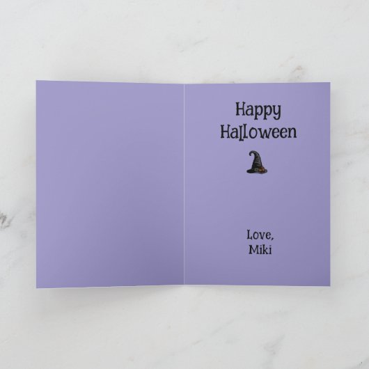 Halloween Custom Whimsical Funny Cat Purple カード (内部)