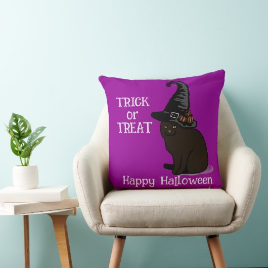 Halloween Custom Whimsical Funny Cat Purple クッション (椅子)