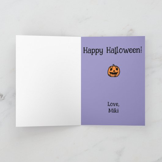 Halloween Custom Whimsical Funny Modern Purple カード (内部)