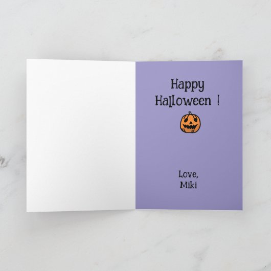 Halloween Custom Whimsical Funny Modern Purple カード (内部)