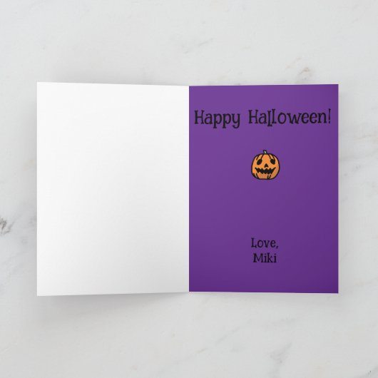 Halloween Custom Whimsical Funny Modern Purple カード (内部)