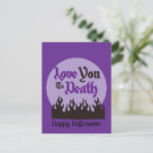 Halloween Custom Whimsical Funny Modern Purple ポストカード (スタンド正面)