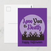 Halloween Custom Whimsical Funny Modern Purple ポストカード (正面/裏面)