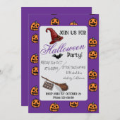 Halloween Custom Whimsical Funny Modern Purple 招待状 (正面/裏面)