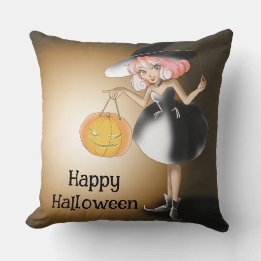 Halloween Custom Whimsical Funny Witch  クッション (正面)