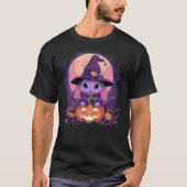 Halloween Cute Bunny Rabbit Witch Hat Jack o Lante Tシャツ (正面)