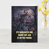 Halloween Cute Dracula Vampire Cat Kitten  カード (黄色い花)