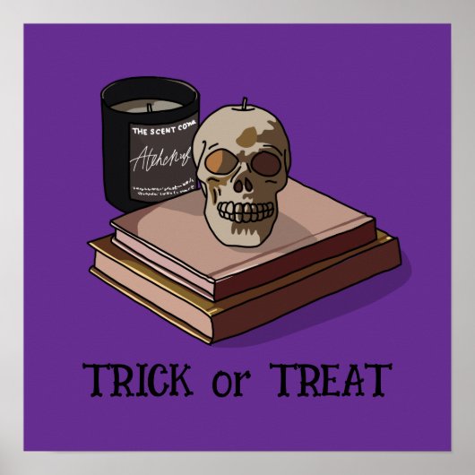 Halloween Cute Funny Whimsical Skull ポスター (正面)