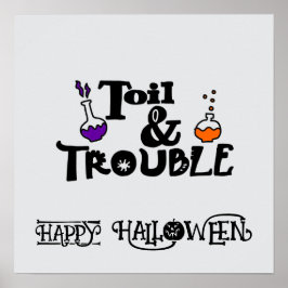 Halloween Cute Funny Whimsical Toil & Trouble ポスター