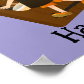 Halloween Cute Funny Whimsical Witch Girl Purple  ポスター (角)