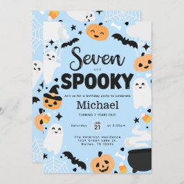 Halloween Cute Ghost 7th Birthday Party 招待状