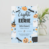 Halloween Cute Ghost 8th Birthday Party Invitation 招待状 (スタンド正面)