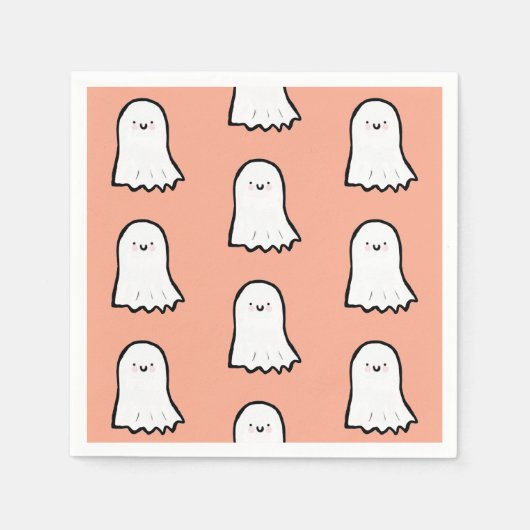 Halloween Cute Ghost Pattern スタンダードカクテルナプキン (正面)