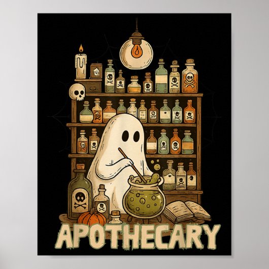 Halloween Cute Ghost Pharmacy Tech Apothecary Witc ポスター (正面)