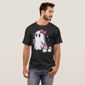 Halloween Cute Ghost Walking Dog Spooky Pink Coque Tシャツ (正面フル)